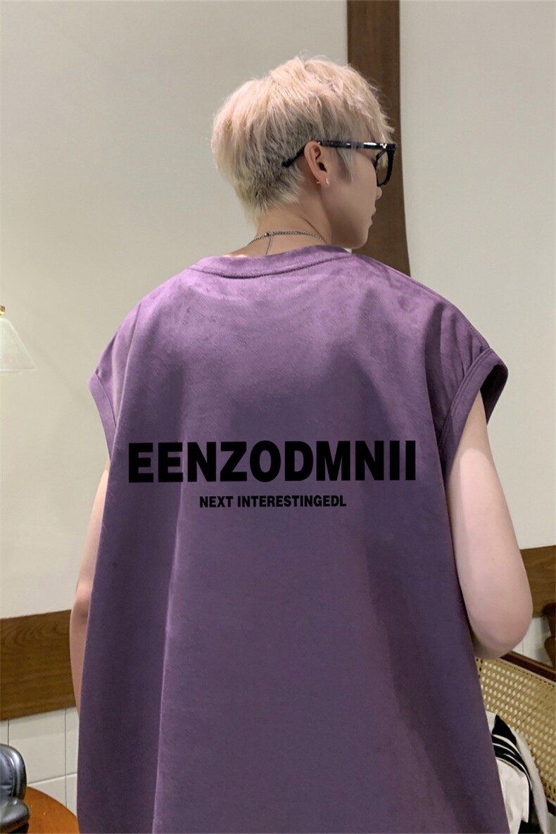 2025新款重磅高品质麂皮绒无袖坎肩背心EEN英文印花JB4165-特P19,男装背心/马甲,星座508（原C305）