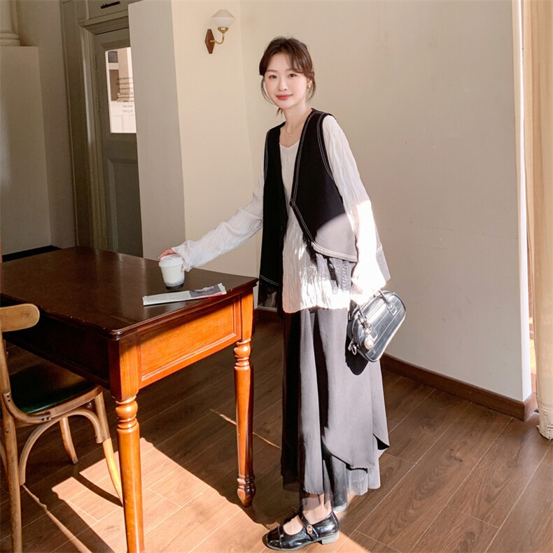 主推！内搭+马甲+半身裙显瘦三件套装2b237-6206-p195k318,女装套装/套裙,2B237