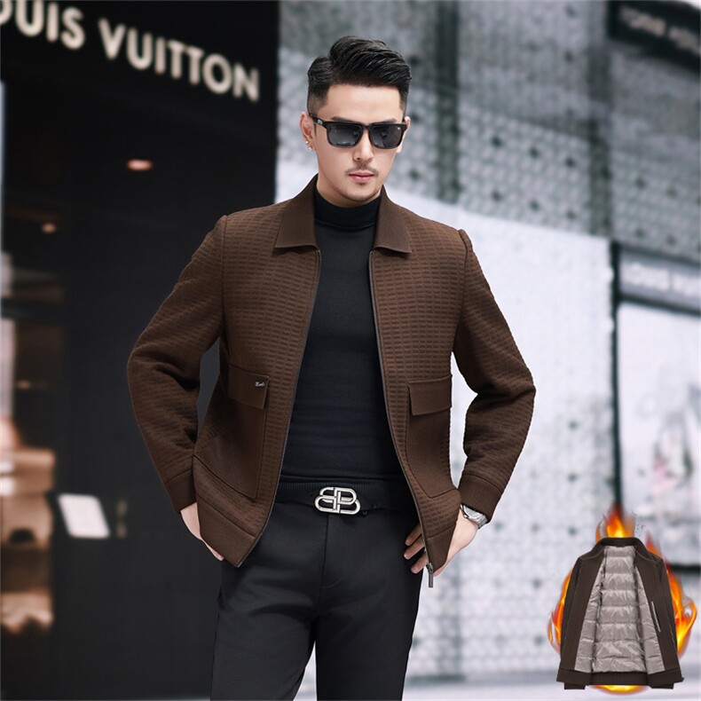 新标90绒羽绒内胆针织衫羽绒服外套男中老年时尚羽绒服夹克外套,男装夹克,钱塘723