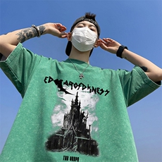 量大优可供抖音视频支持得物品质配合二开美式水洗短袖t恤SX77，男装T恤，电商A486