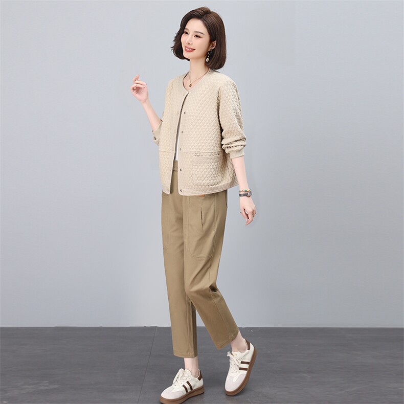休闲套装女春款2025新款时尚搭配一整套外套休闲裤妈妈减龄两件套,女装套装/套裙,涵誉