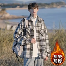 格子衬衫男秋装休闲男款春秋季夹克秋季男生毛呢外套男款WT847，男装夹克，星座506
