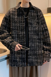 港风小香风衬衫男大码M-5XL中性情侣潮衬衫男CCS8019P45加绒P55图片