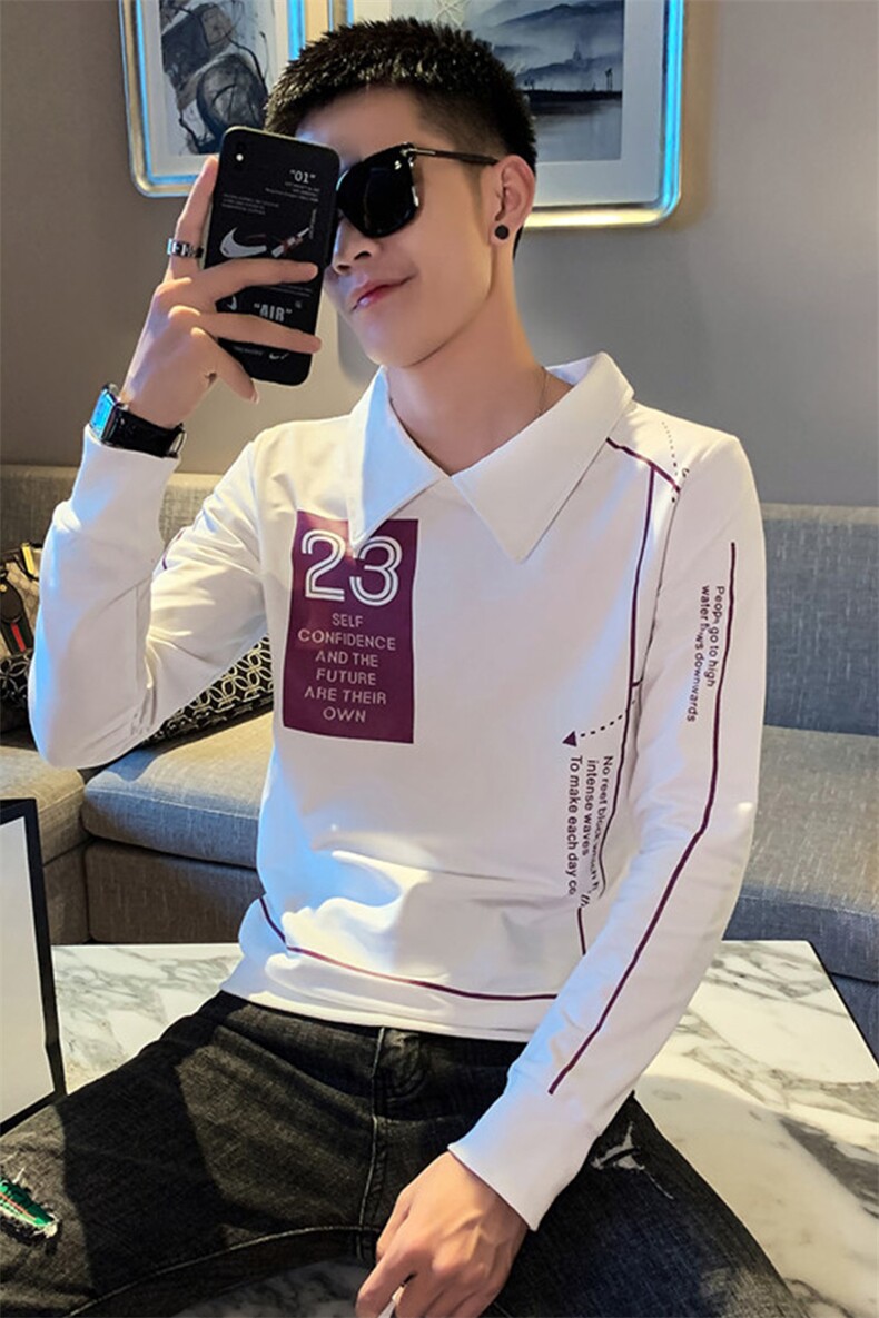 WY6035-P58控78秋季新款社会小伙套头衬衫领卫衣男网红上衣,男装卫衣,星座102A（原电商D309-1）