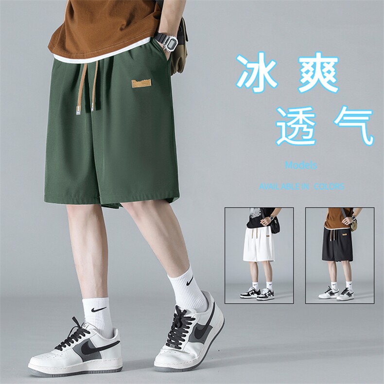 新款百搭潮流冰丝外穿短裤时尚标志百搭五分裤DK513特批17,男装休闲裤,星座718-1