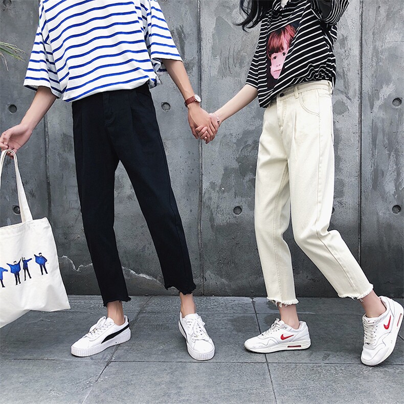 港风不规则毛边情侣休闲九分裤男牛仔裤602，男装牛仔裤，星座503-3（原B356）