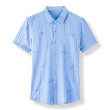 男士短袖衬衫2023夏季新款衬衣时尚休闲免烫中年男装宽松百搭衬衫，男装衬衫，电商B212（原钱塘6029）