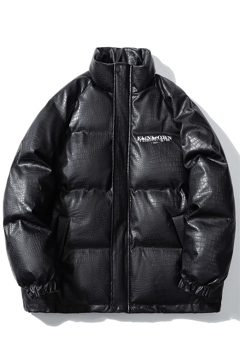 日系白底鳄鱼纹棉衣男手塞棉夹克PU皮棉服外套男8507P120控158,男装棉衣,星座226-1