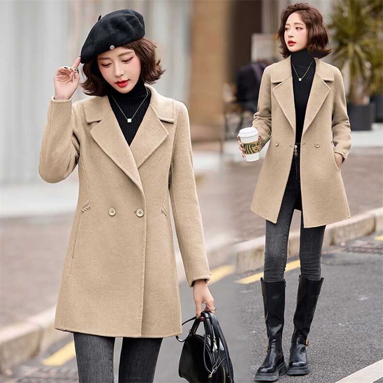 【羊毛】高档中长款西装领双面呢大衣女2026冬新款毛呢外套，女装双面呢大衣，衣之秀