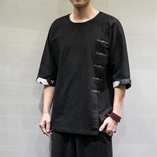 春夏风棉麻七分短袖t恤男宽松大码上衣DSA008/T063/P60，男装T恤，电商A008