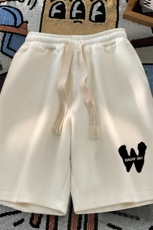 24新款夏季休闲宽松直筒W印花华夫格短裤HK105-p25控38，男装牛仔裤，星座508（原C305）