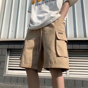 2023夏季设计感抽绳休闲中裤潮牌五分裤美式工装短裤男 K6051-P26图片
