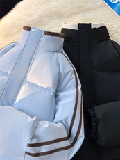 数据款！短款加厚棉服冬季拼色条纹情侣立领棉衣CM98912-P85特，男装棉衣，星座815A