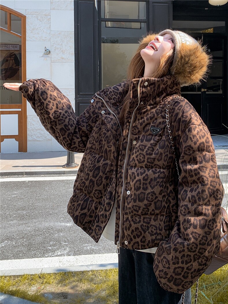 现货！放心推！洋气豹纹羽绒服女2025冬新款女装白鸭绒外套,女装羽绒服,慧尚2-185