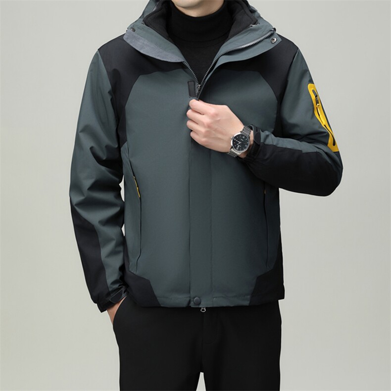 夹克男士春秋季新款三合一可拆内胆登山服休闲冲锋衣外套男装图片