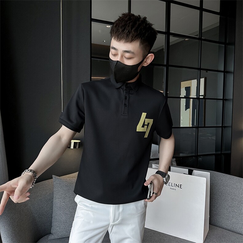 精神小伙夏季男士短袖体恤潮牌印花半袖翻领Polo衫C208-8886-P38,男装T恤,电商C208
