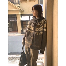 重磅秋冬北极绒开衫毛衣美式复古休闲慵懒风牛角扣针织衫连帽外套，男装针织衫/毛衣，电商A486