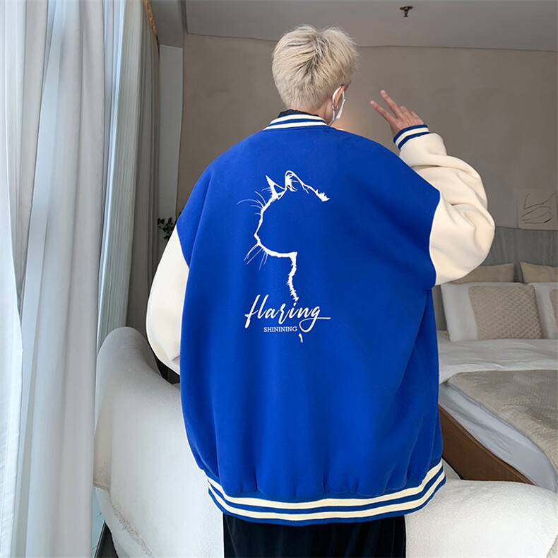 摇粒绒棒球服男大码开衫卫衣男夹克BF86344-P65,男装夹克,电商A040