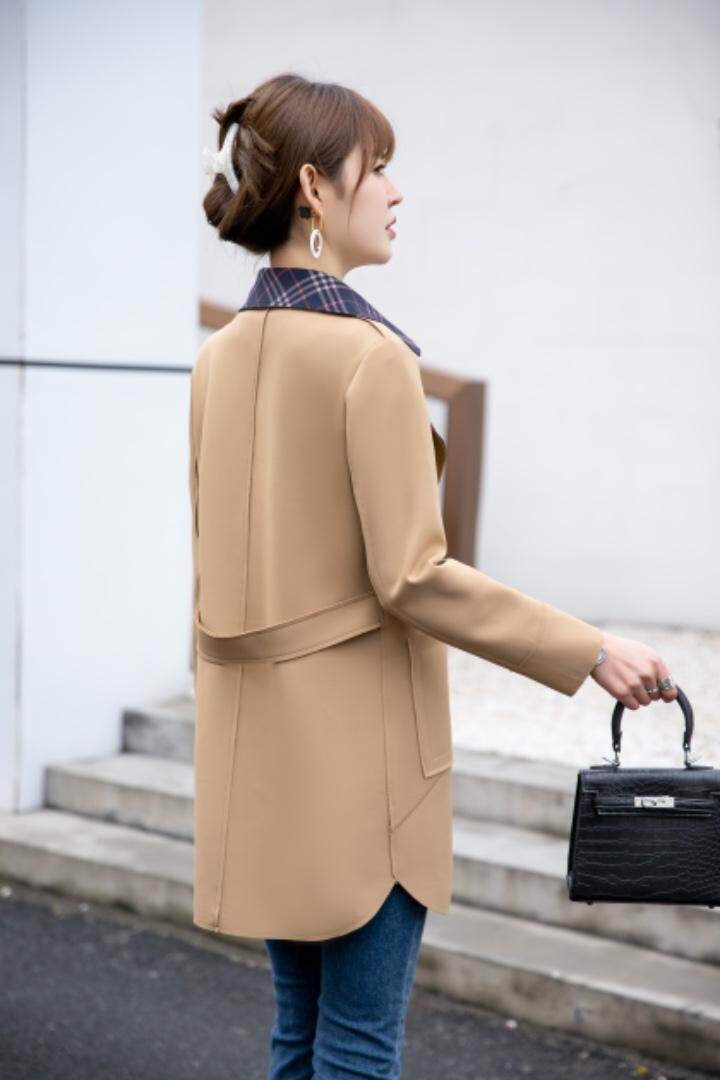 秋装新款上新拼格风衣外套，女装风衣，拉思维加丝