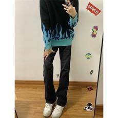 B221美式ins高街暗黑小众个性设计直筒牛仔裤LK23144-P65控88，男装牛仔裤，电商B221