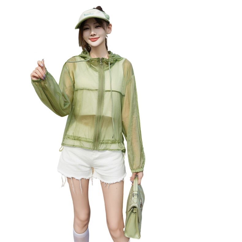 白色短款防晒衣女款夏季2025新款宽松小个子外穿轻薄款防晒服开衫,女装短外套,安之芮娜