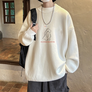 控68半高领毛衣男士大码针织衫男毛线衣男 M18140-P45 加绒款-P65图片