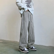 2024新款美式破洞牛仔裤宽松直筒做旧水洗潮牌男现货K8151-P47，男装牛仔裤，星座512-3