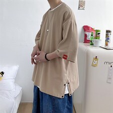 四色亚麻夏季薄款宽松大码短袖t恤TT06-P35控48，男装T恤，电商B315