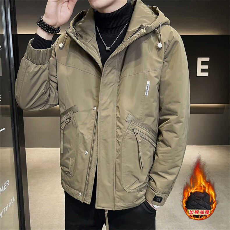 DS-A225-M501加棉男士连帽帅气工装青年夹克百搭时尚潮流外套图片
