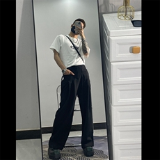 潮男ins纯色潮流西裤青春流行原宿新款宽松型夏季JXK30-P48，男装西裤，星座1109-3