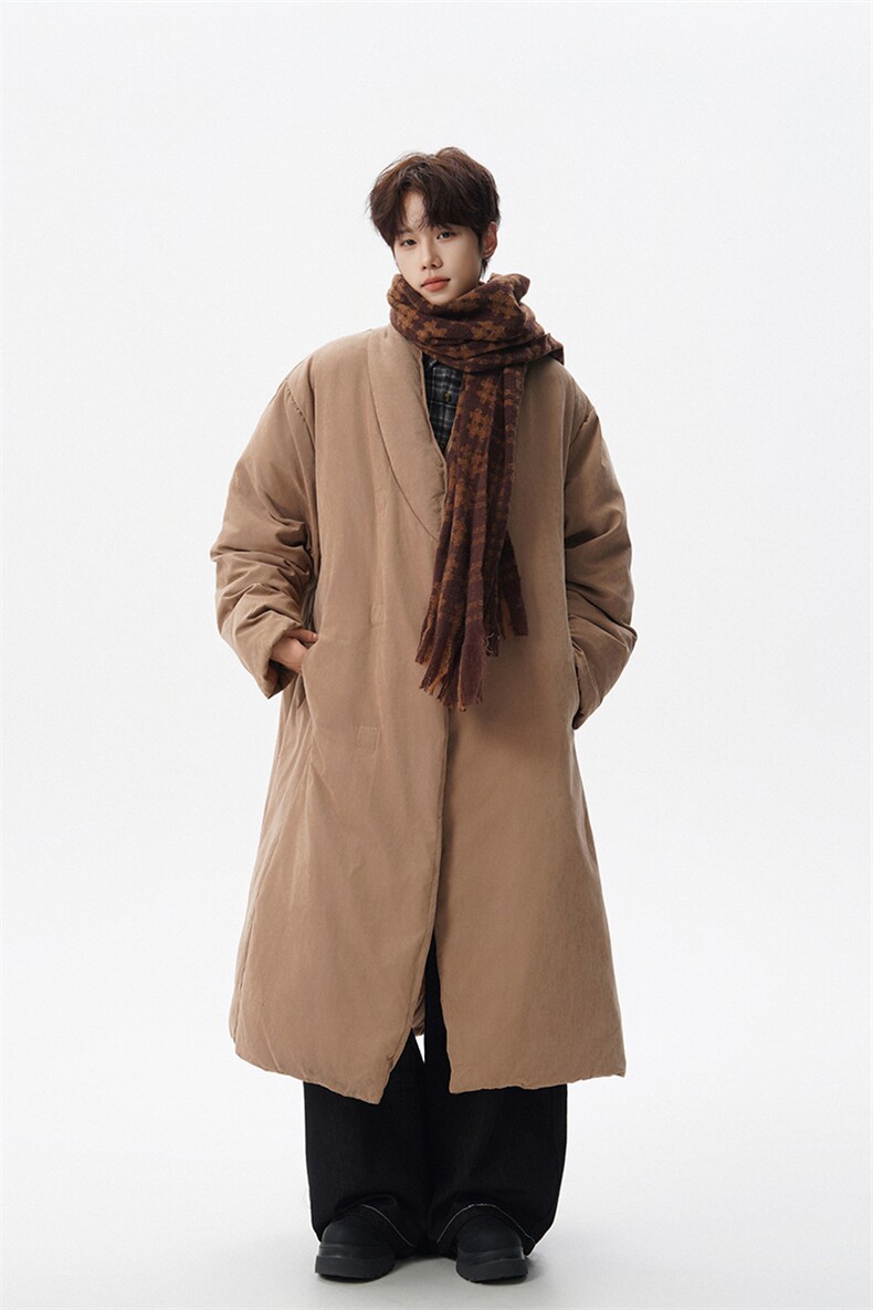 8XL-M90白鸭绒！特大码羽绒服日系绒面长款棉衣男YRFC03P268,男装羽绒服,电商D206-1