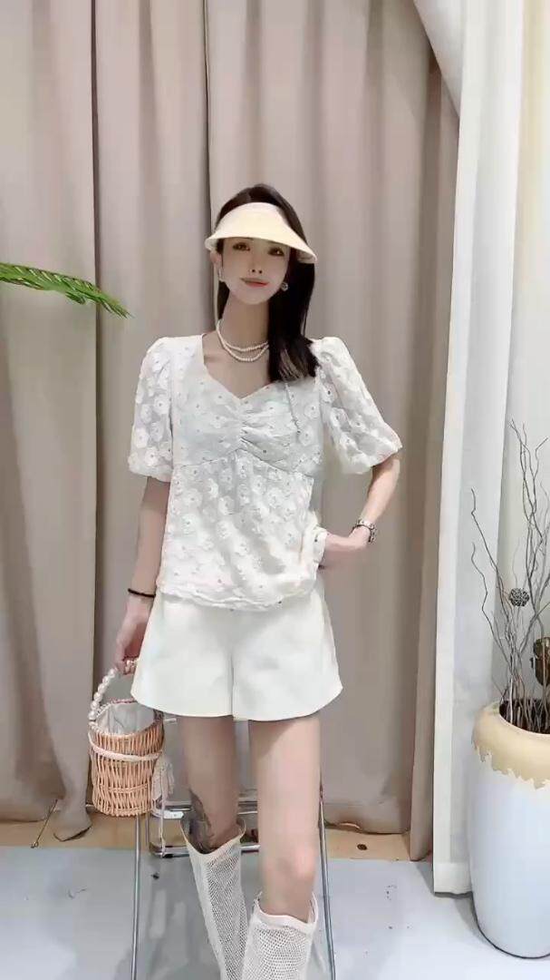 2022新款百搭夏装短袖蕾丝小衫，其它，泰靡(1F)