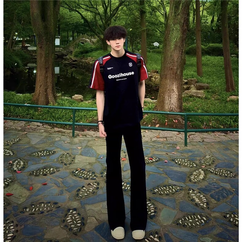 1506/QA6500/P37微喇叭西裤男裤子美式垂感直筒休闲西装裤,男装西服套装,星座1506