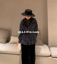 韩系百搭格子衬衫，女装衬衫，A.S BAINA 艾莎佰纳