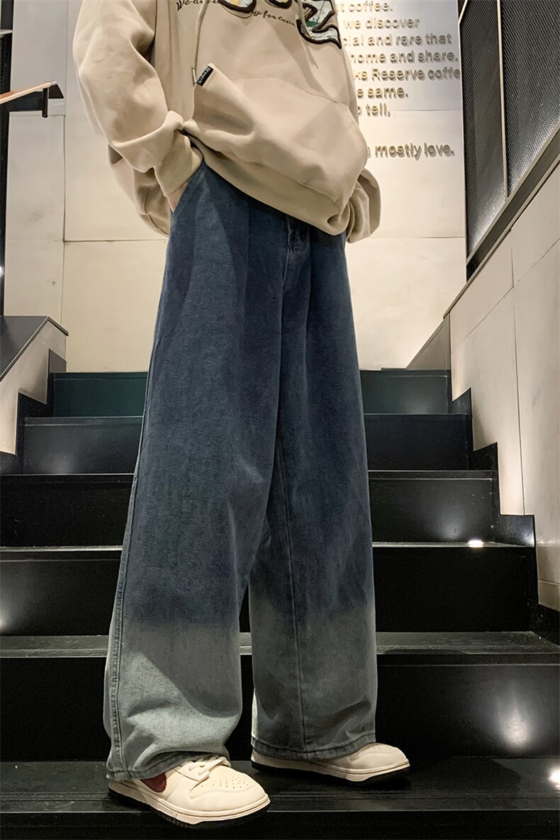 8XL-M特大码复古牛仔裤渐变宽松阔腿裤男加肥加大休闲款K947P45,男装休闲裤,电商D206-1