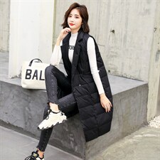 《主打款》白鸭绒90绒女装中长款秋冬季新款韩版轻薄无袖坎肩马甲,女装羽绒服,海爱依仁
