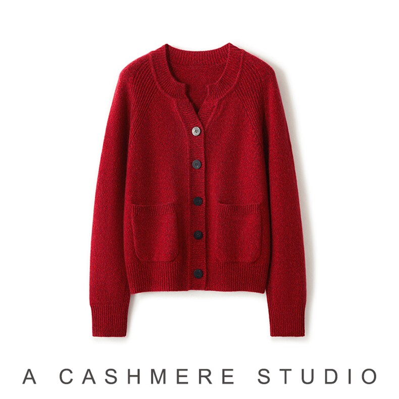 2025年秋季时尚百搭通勤简约休闲花纱兜开衫，女装羊绒衫，致织羊绒