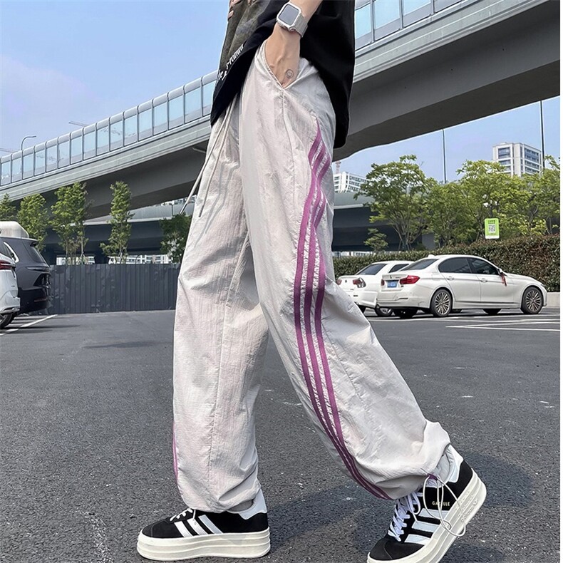 休闲裤男士韩版潮流痞帅气条纹拼色2024夏季新款ins长裤K5561-P38,男装休闲裤,星座412-3