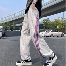休闲裤男士韩版潮流痞帅气条纹拼色2024夏季新款ins长裤K5561-P38，男装休闲裤，星座412-3