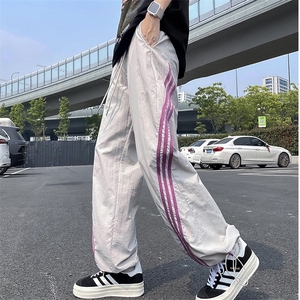 休闲裤男士韩版潮流痞帅气条纹拼色2024夏季新款ins长裤K5561-P38图片