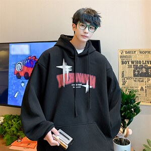 抖音供货、复合360克现货字母印花连帽卫衣宽松 D223A-WY2210-P50图片