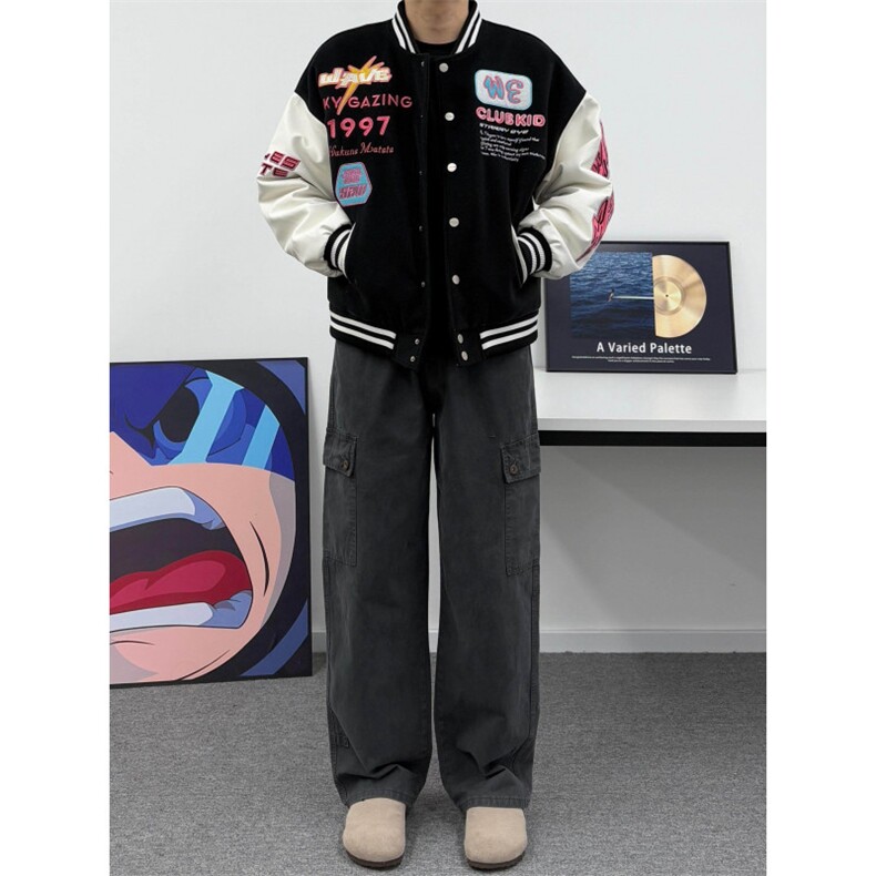 1506/Q1810/P46美式复古直筒工装多口袋宽松情侣工装长裤休闲裤图片