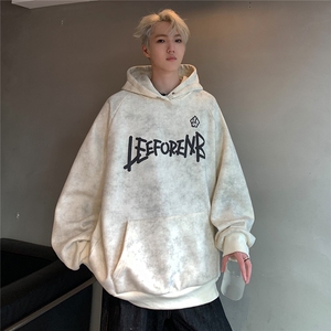 扎染脏脏卫衣男连帽春秋做旧外套复古重磅帽衫 w102-p58图片