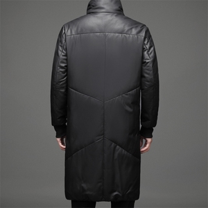 DLSN68D81878皮衣男头层绵羊皮白鸭绒羽绒服连帽皮风衣P1560图片
