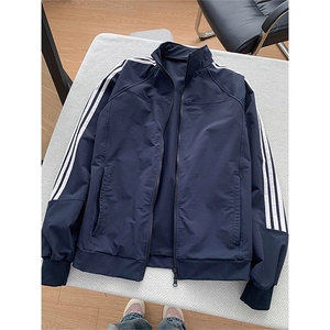 现货藏青色条纹三条杠短款机能外套JK9116特P50