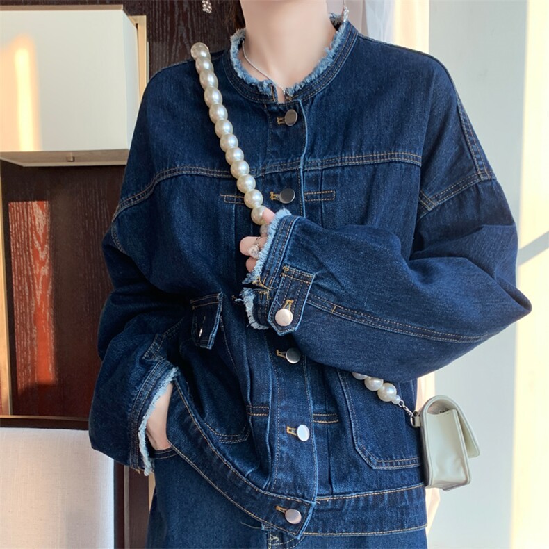 时尚百搭气质休闲牛仔外套女新款宽松显瘦长袖夹克上衣,女装牛仔外套,宛庄羊绒