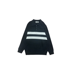 LV291/P85控115美式Polo领男款针织衫毛衣冬季条纹百搭打底衫黑首，男装T恤，星座305B