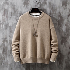 1日系中性情侣宽松潮流大码M-5XL纯色毛衣男外套7979P45加绒P55，男装针织衫/毛衣，星座226-2