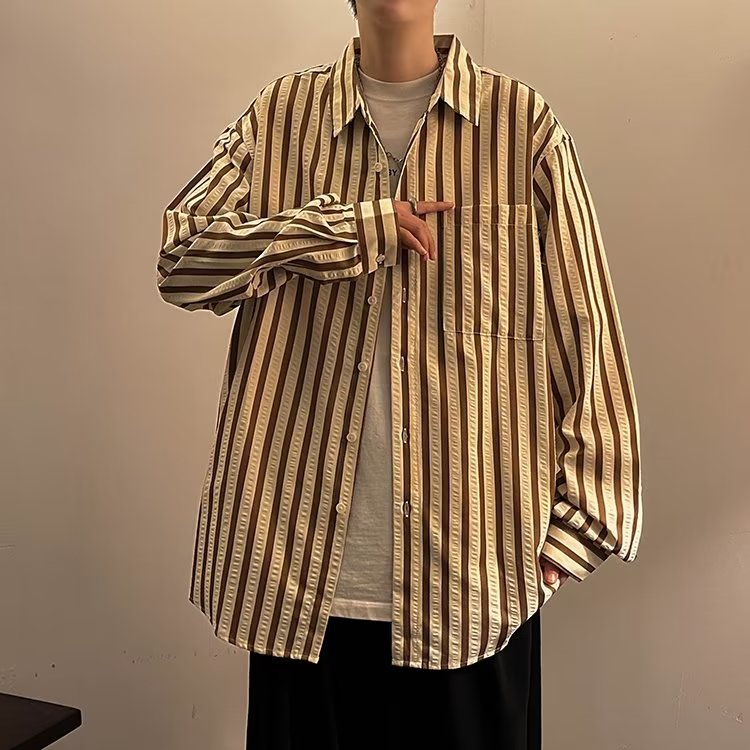 标准男新款文艺日常气质春季时尚青春流行慵懒潮长袖衬衫LC49P48,男装衬衫,星座1116-2