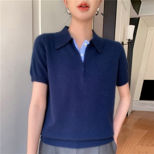 2025年夏季常规直筒型休闲/淑女彩条LOPO短袖图片